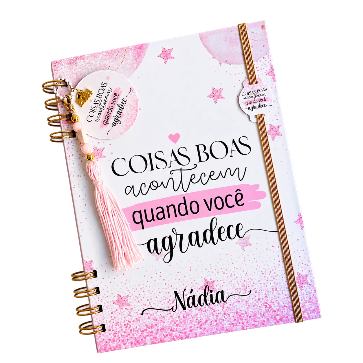 Diário de gratidão. Para registar motivos de gratidão, com capa personalizada.