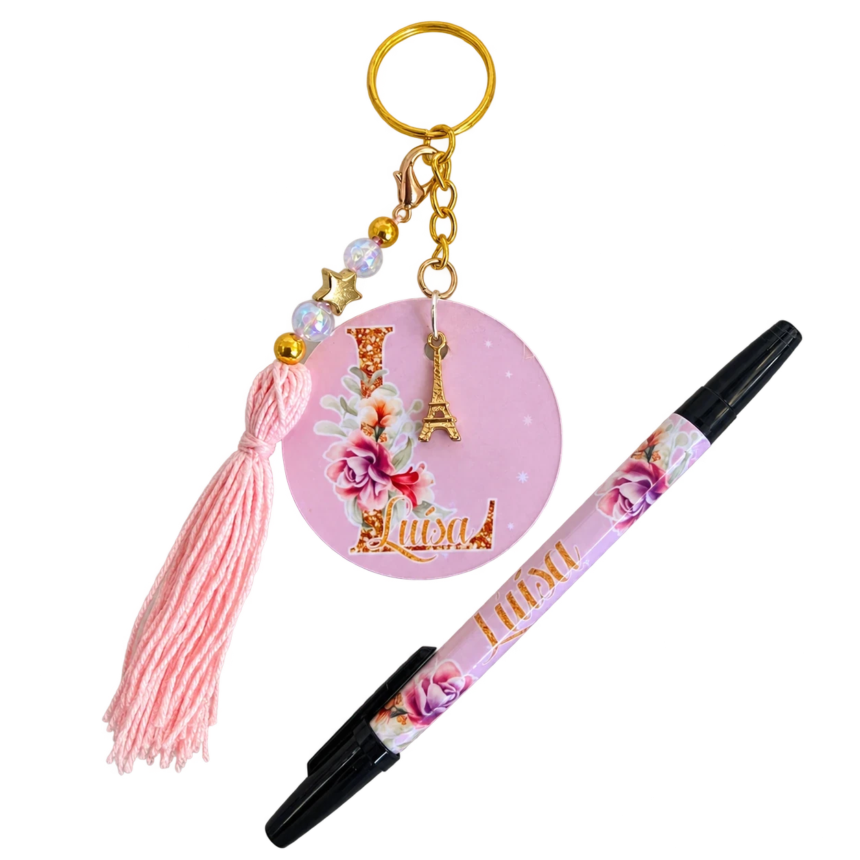 Porta-chaves e caneta. Para organizar chaves e escrever, com personalização a combinar.